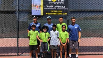 group of young tennis players and their coaches