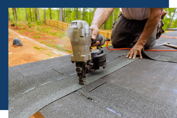 Shingles being installed onto a roof