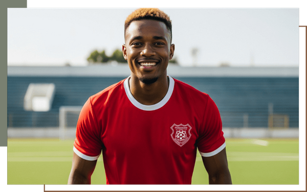 A confident young soccer player who has been cleared for their season after a successful sports physical.