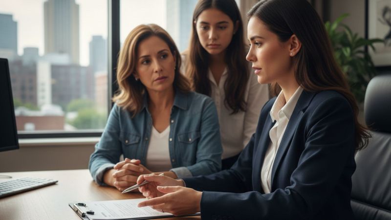 Bail bonds agent compassionately assisting a worried family member