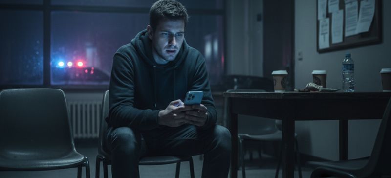 An anxious person waiting in a dimly lit room An anxious person waiting in a dimly lit room