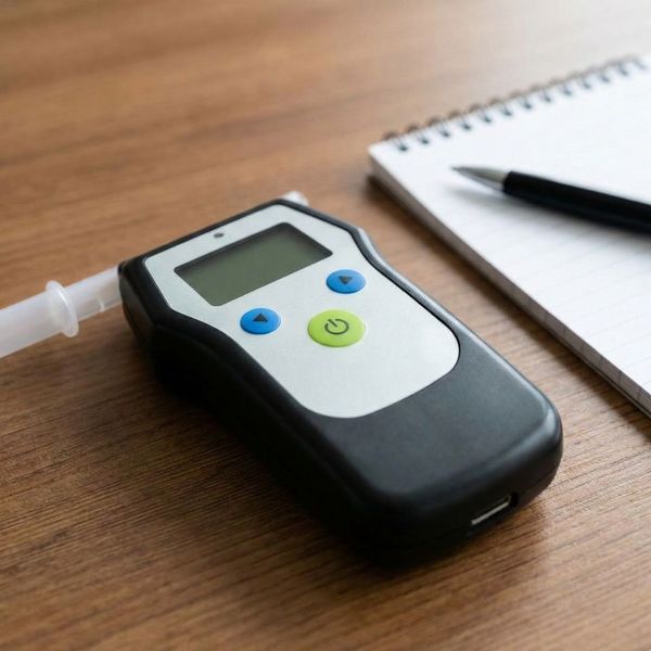 A close-up of a police breathalyzer device.