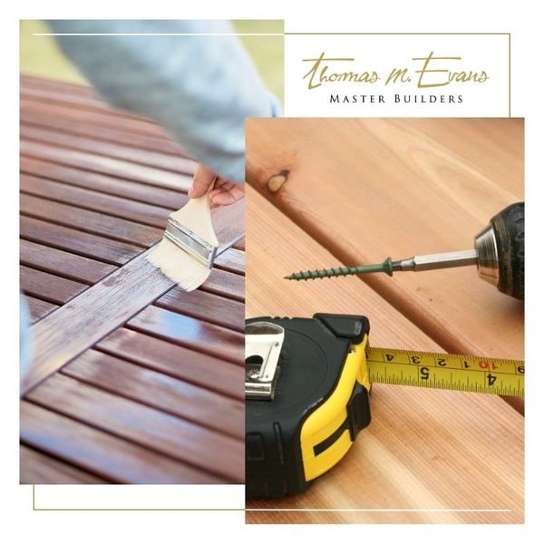 collage of deck construction images