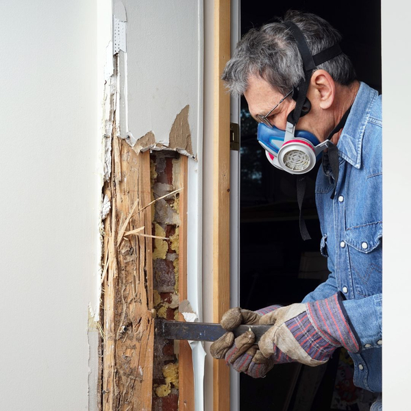 termite specialist inspecting termite damage