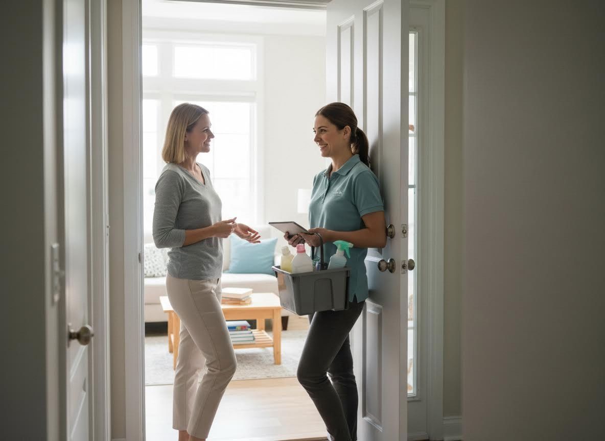 Cleaning Service Professional Consulting with a Homeowner