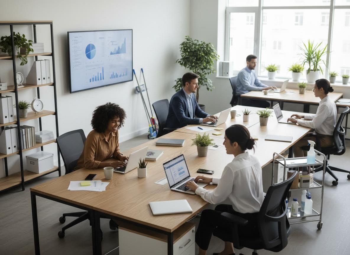Professionals Working Collaboratively in Modern Office