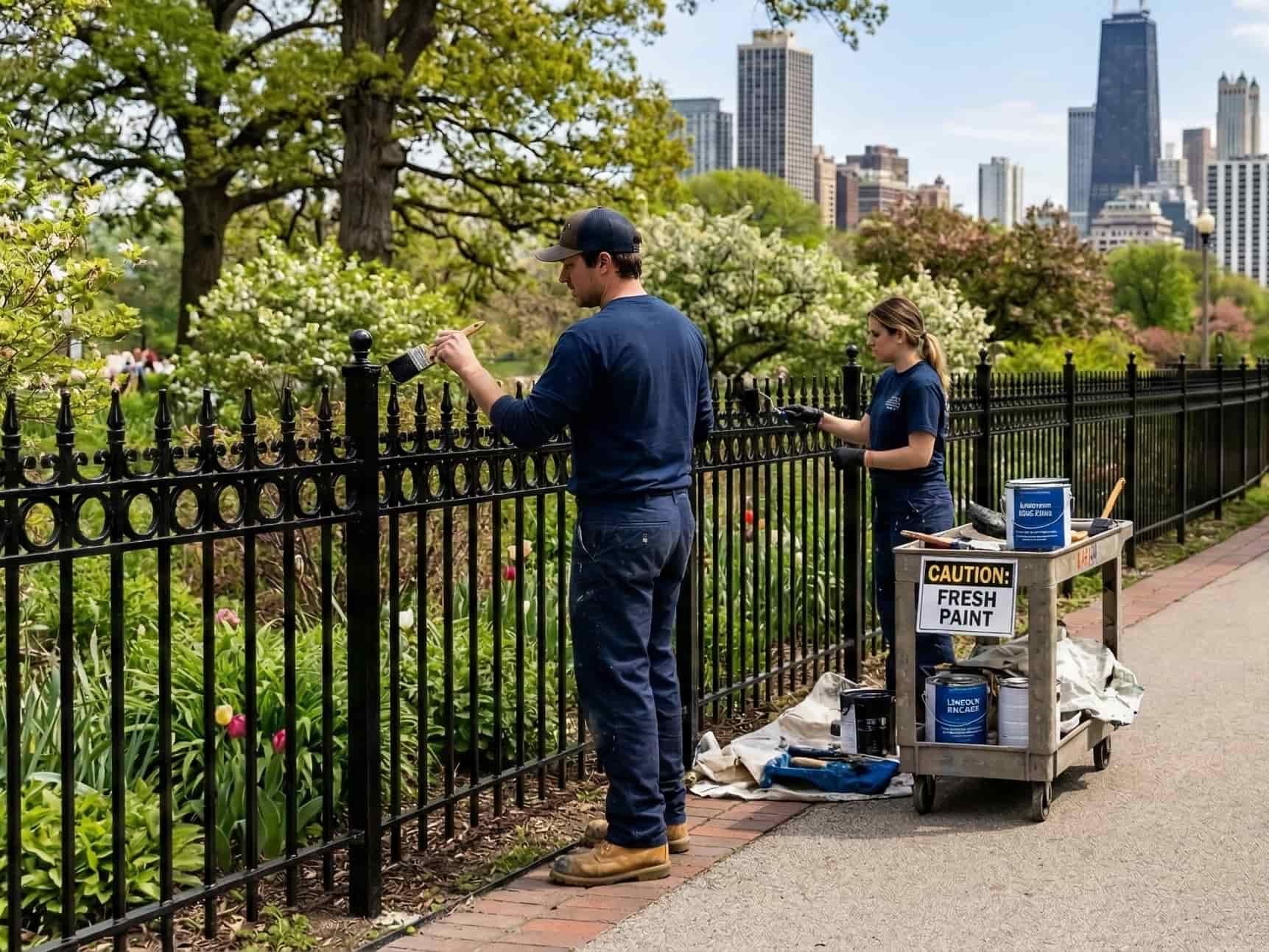 Fence Painting in Lincoln Park, Chicago