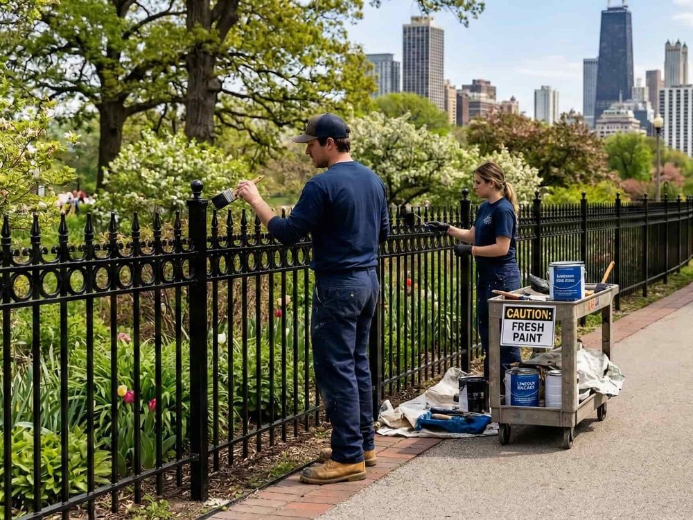Fence Painting in Lincoln Park, Chicago