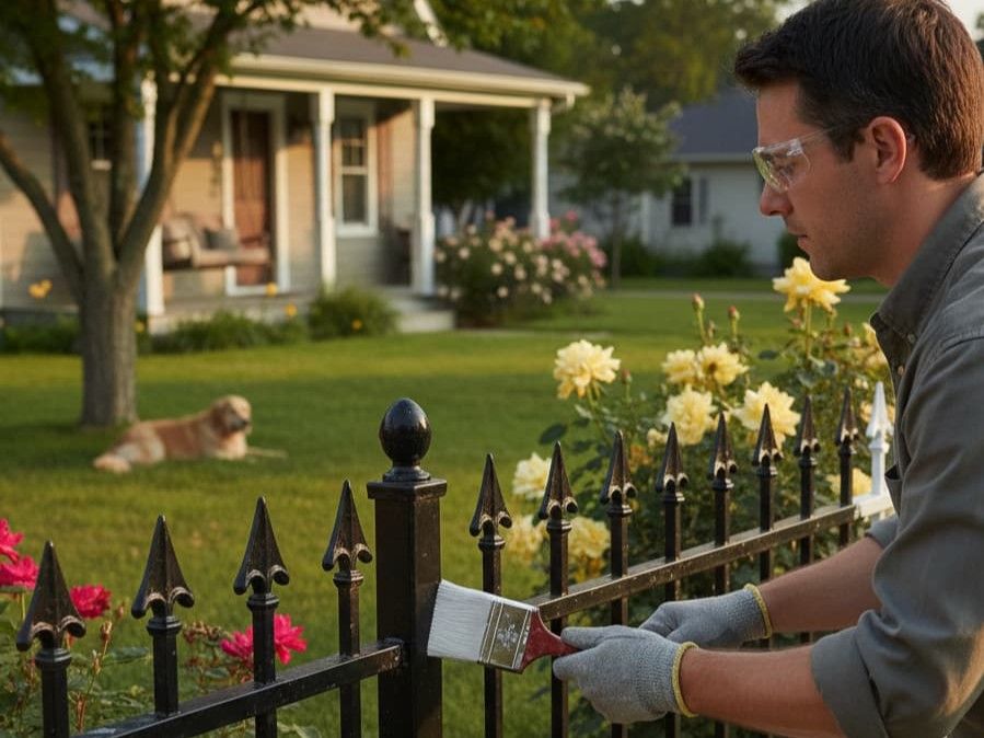 Fence painting in East Ravenswood Chicago