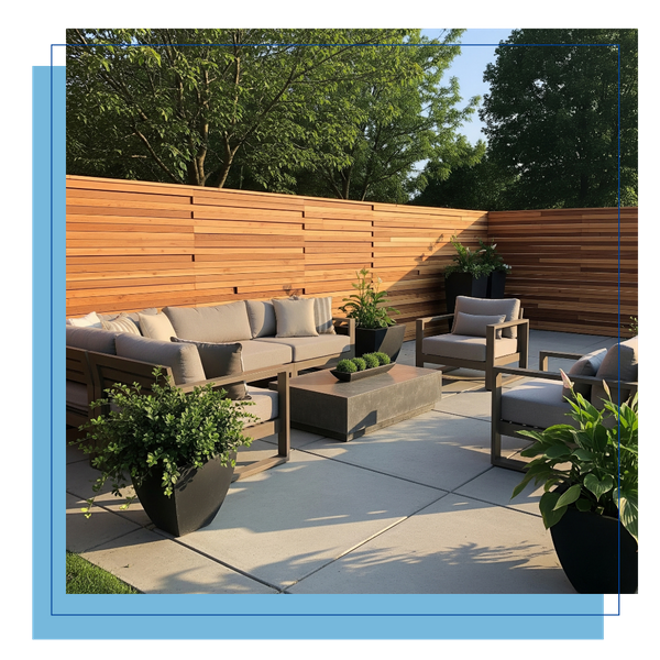 Cedar fence in backyard