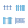 icon cluster of different types of fences