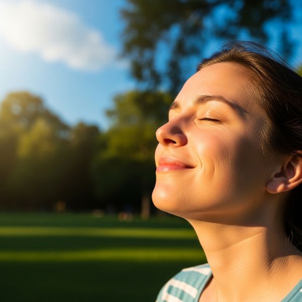 person looking at the sky and soaking up the sun