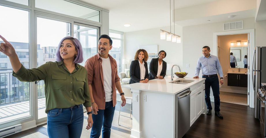 people touring an apartment people touring an apartment