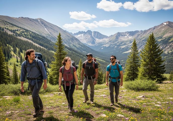 friends hiking in Colorado friends hiking in Colorado