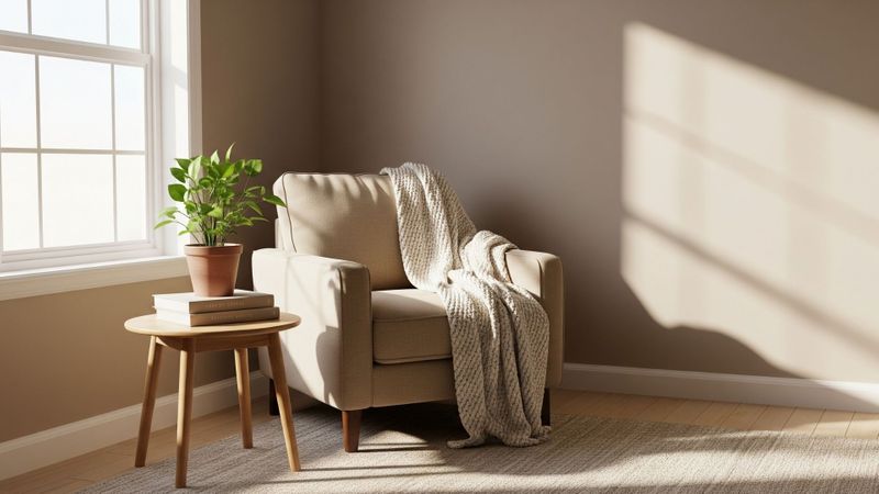 chair in a room with a table
