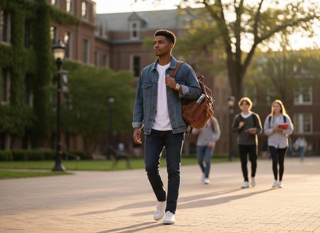 college student with a backpack on