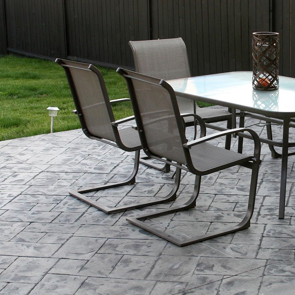 a stamped concrete patio