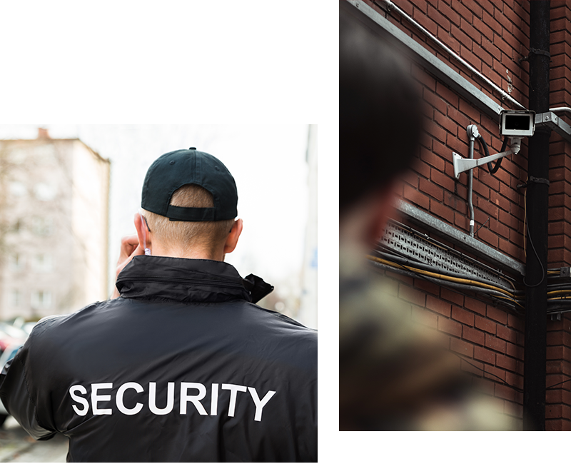 A security camera and a security guard 
