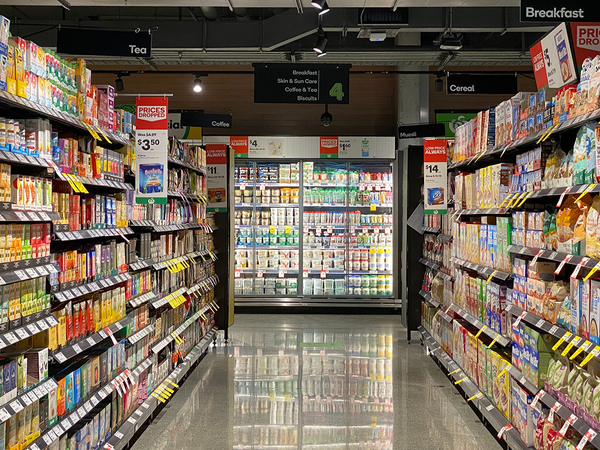 View of a supermarket aisle