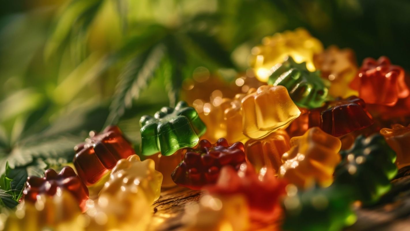 closeup of CBD gummies