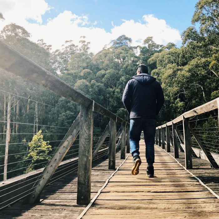 walking on bridge