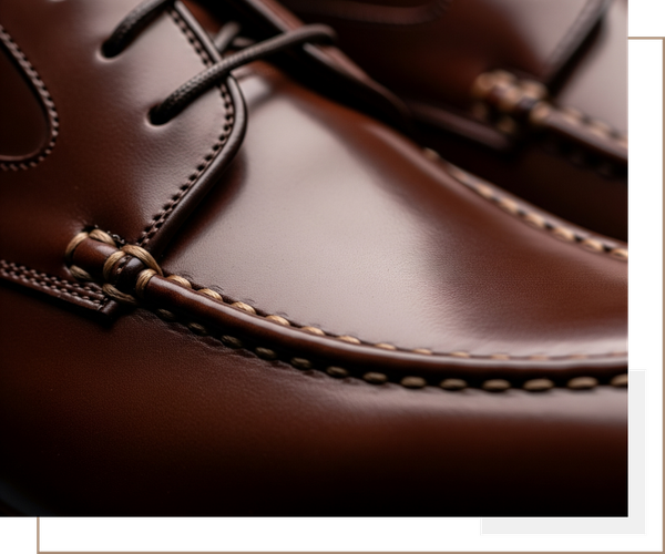 A close-up shot of the intricate stitching on a Di Bianco leather shoe, highlighting the meticulous craftsmanship. A close-up shot of the intricate stitching on a Di Bianco leather shoe, highlighting the meticulous craftsmanship.