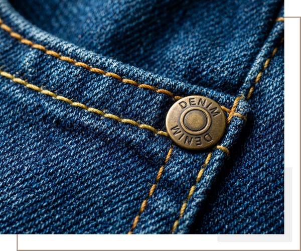 Close-up detail of high-quality denim fabric and stitching.