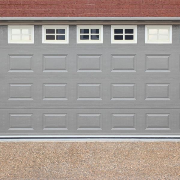 A gray garage door