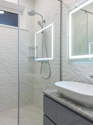 shower with glass door