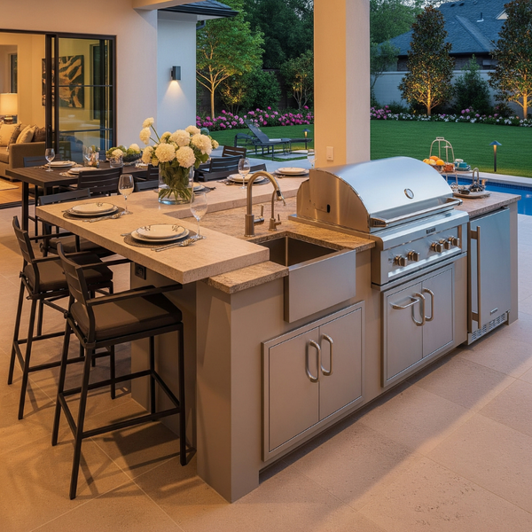sleek and modern outdoor kitchen 