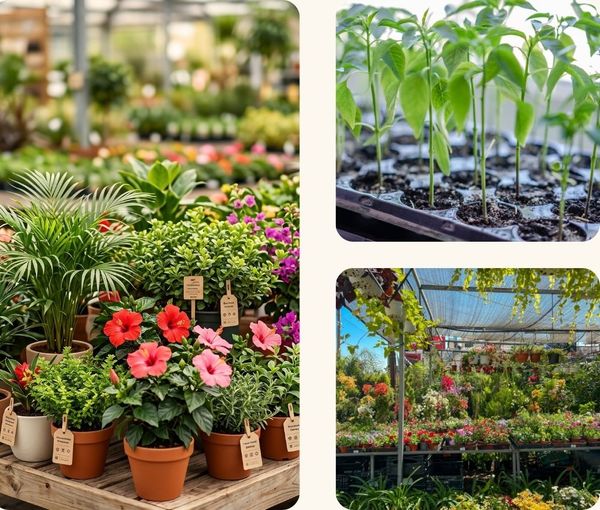 nursery plants in containers