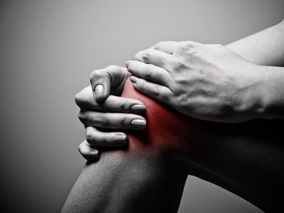 Sore knee results of a sports related injury. Requires a sports massage to reduce inflammation.