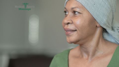 Cancer patient in room to receive oncology massage
