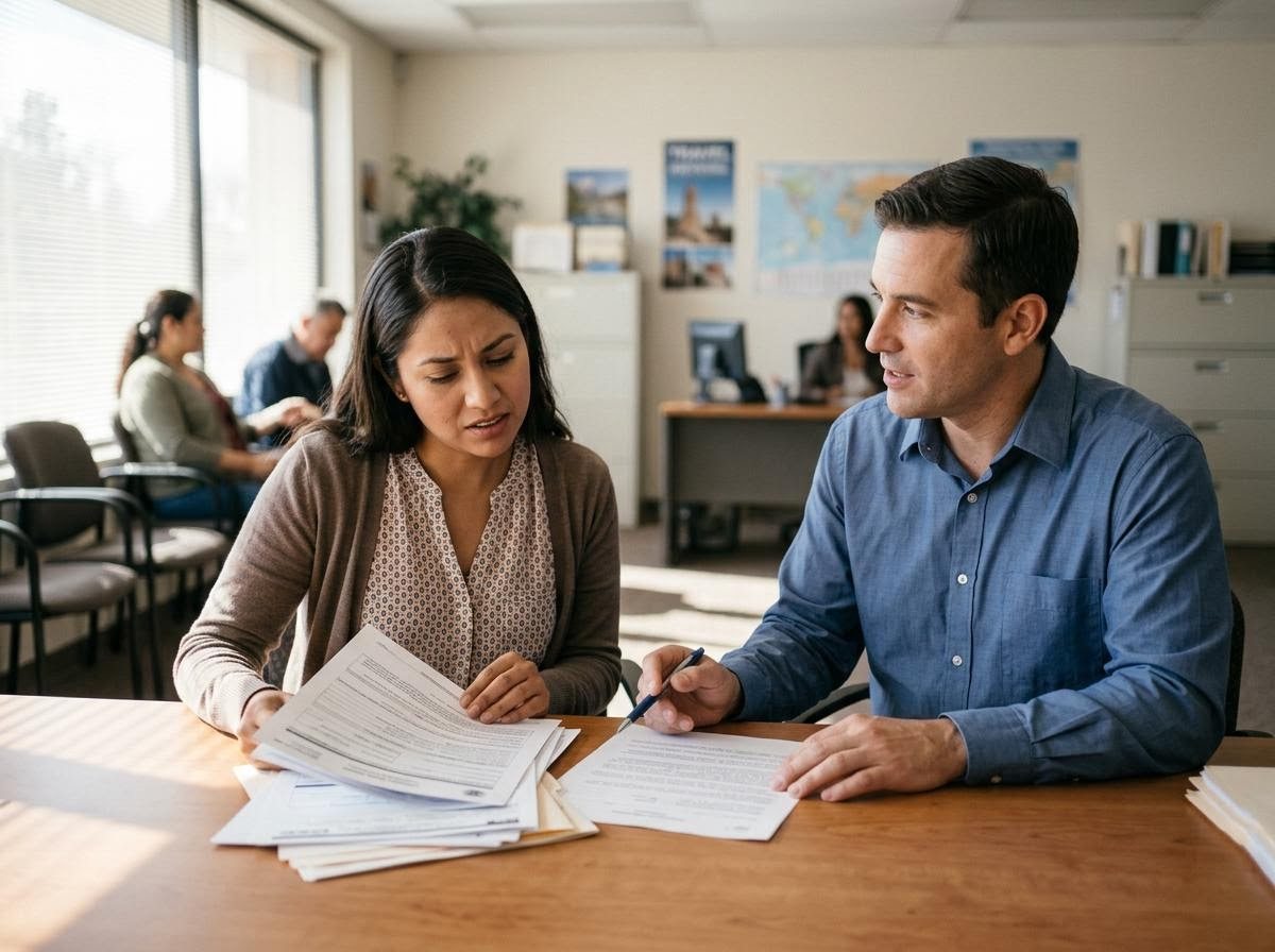 Man and Woman Reviewing Documents in an Office