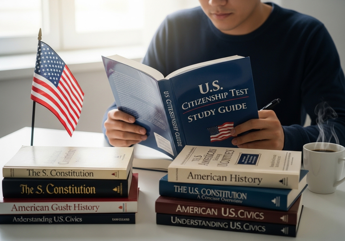 Person Studying for U.S. Citizenship Test