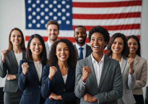 Diverse Group of Professionals Celebrating Success