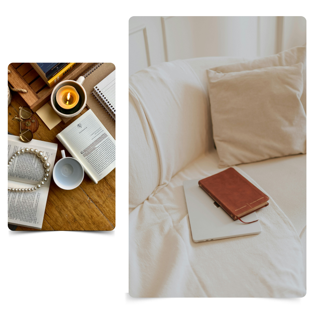 books in cozy spaces.