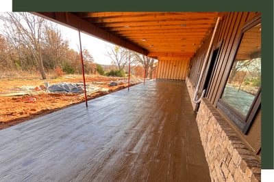 concrete wood stained and stamped patio