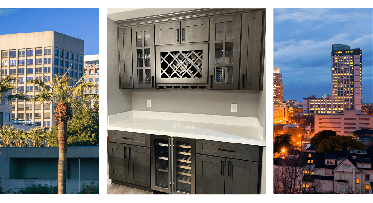 collage of Bay Area images and remodeled kitchen collage of Bay Area images and remodeled kitchen