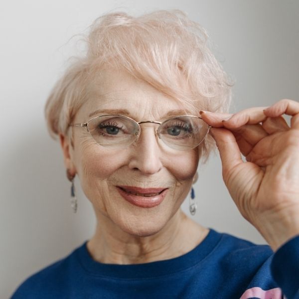 older woman with glasses