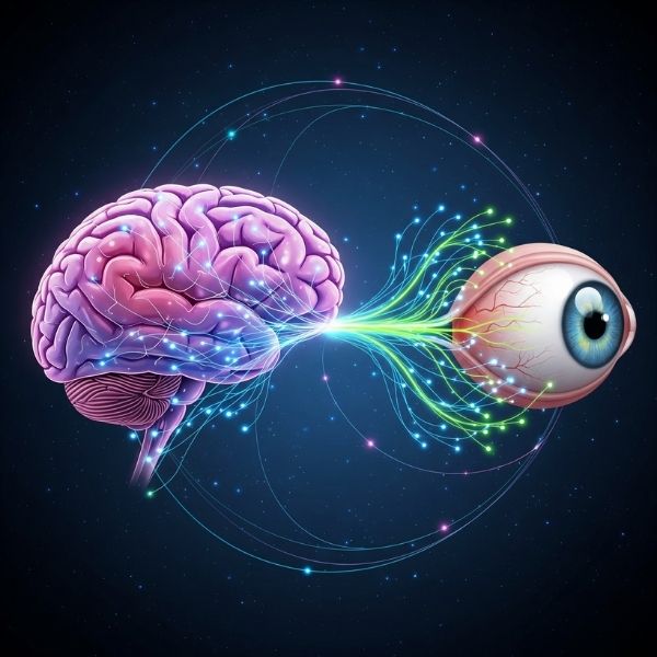 Illustration showing brain connection to eyes
