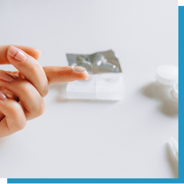 person with contact on finger 