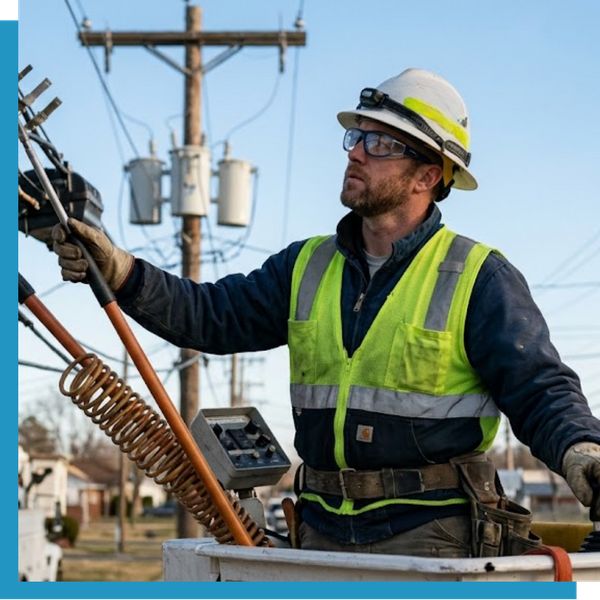 lineman with safety glasses