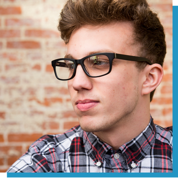 young man with stylish glasses
