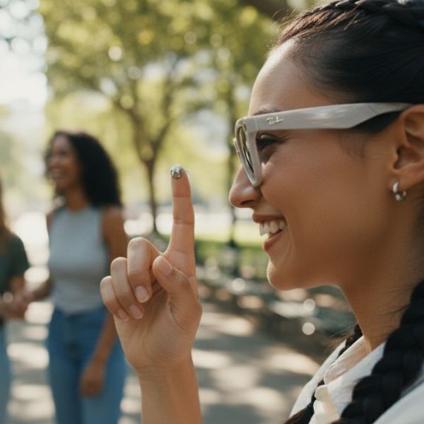 Person wearing Meta AI glasses snapping a candid photo