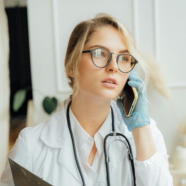 Healthcare worker on the phone