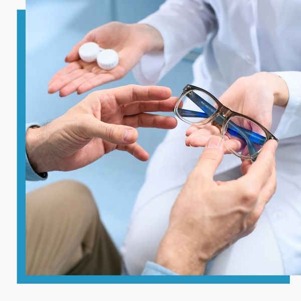 Eye glasses and contacts.