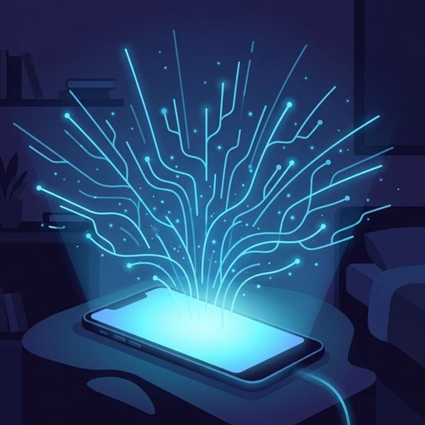 illustration of blue light coming off a digital device