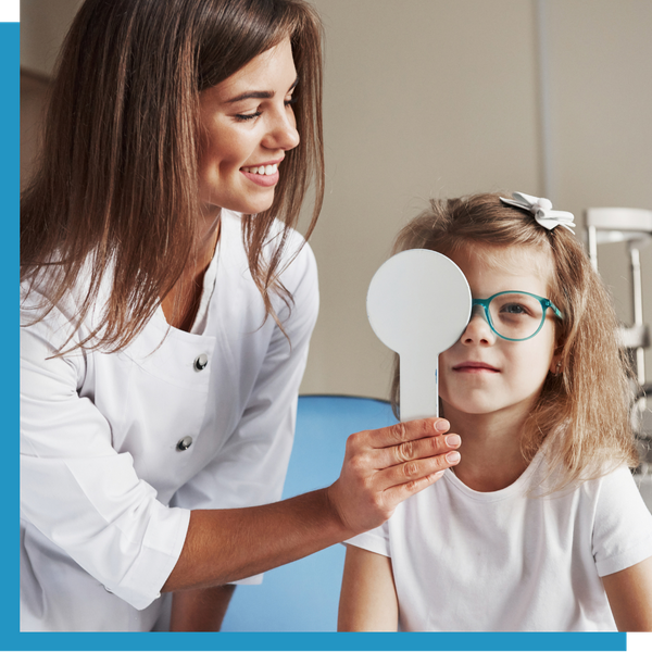A child eye exam.