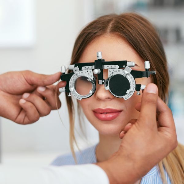 woman getting eye exam